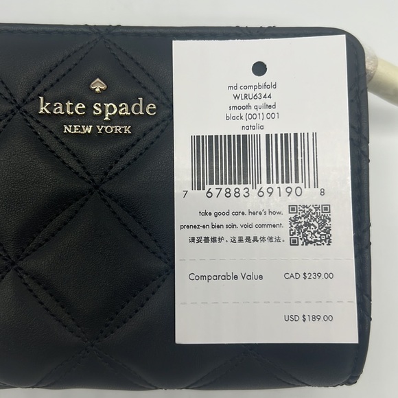 Kate Spade Natalia Medium Compact Bifold Wallet Black - Picture 10 of 13